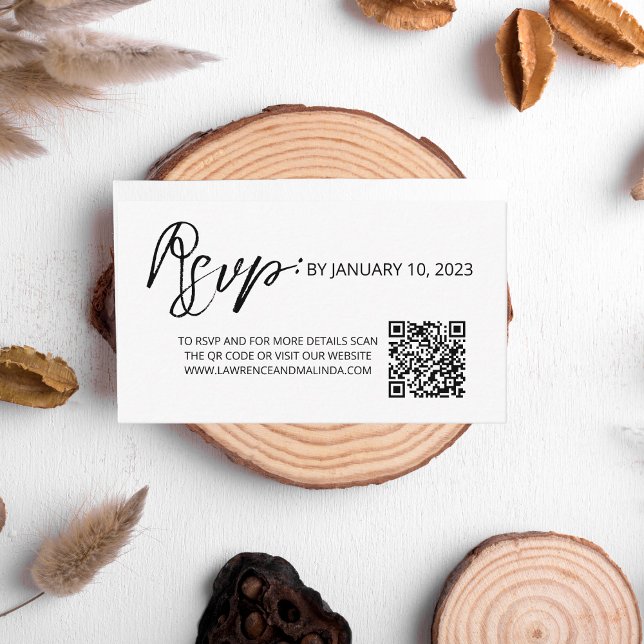 Carte D'accompagnement Code QR de réponse de mariage simple et minimalist (Créateur téléchargé)