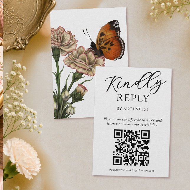 Carte D'accompagnement Code QR de réponse élégant pour mariage botanique  (Créateur téléchargé)