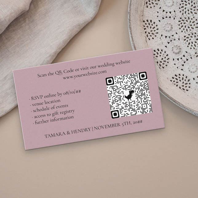 Carte D'accompagnement Code QR de réponse en ligne pour mariage Rose Pous (Créateur téléchargé)