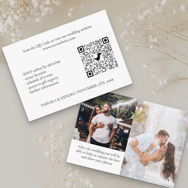 Carte D'accompagnement Code QR de réponse en ligne pour mariage White 2 P (Créateur téléchargé)