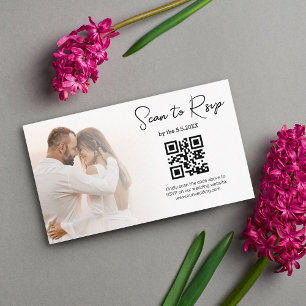 Carte D'accompagnement code QR de réponse minimaliste photo de mariage mi