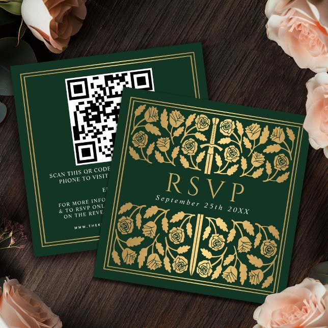 Carte D'accompagnement Code QR de réponse pour le mariage royal avec l'ép (Créateur téléchargé)