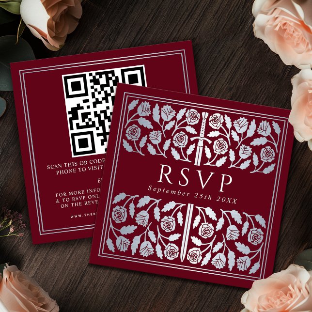 Carte D'accompagnement Code QR de réponse pour le mariage royal avec l'ép (Créateur téléchargé)