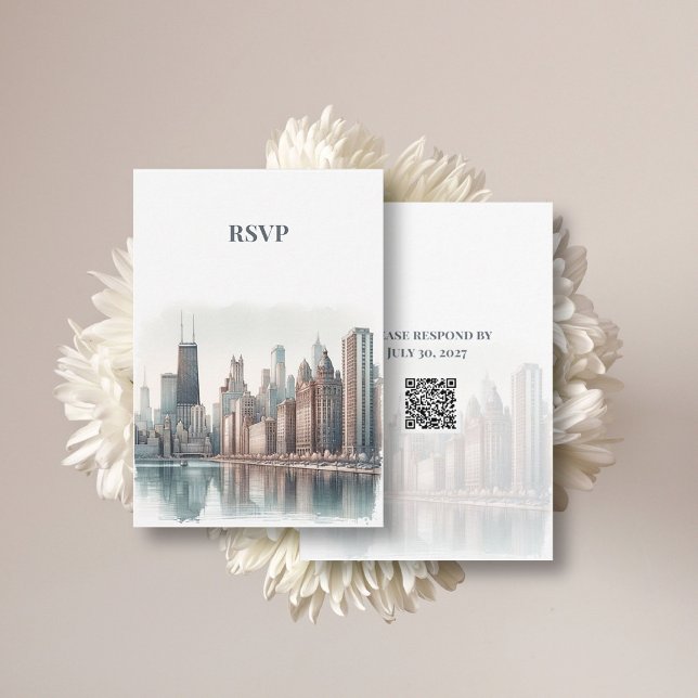 Carte D'accompagnement Code QR de réponse pour mariage à l'aquarelle de l (Créateur téléchargé)