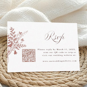 Carte D'accompagnement Code QR de réponse pour mariage botanique rose pou