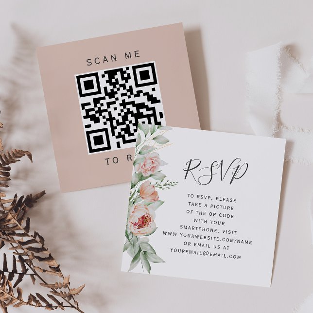 Carte D'accompagnement Code QR de réponse pour mariage printanier floral  (Créateur téléchargé)