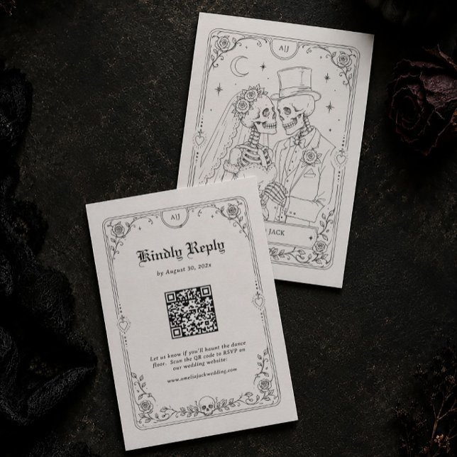 Carte D'accompagnement Code QR de réponse pour un mariage gothique Hallow (Créateur téléchargé)