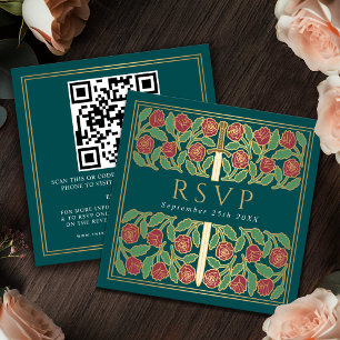 Carte D'accompagnement Code QR de réponse pour un mariage royal avec des 