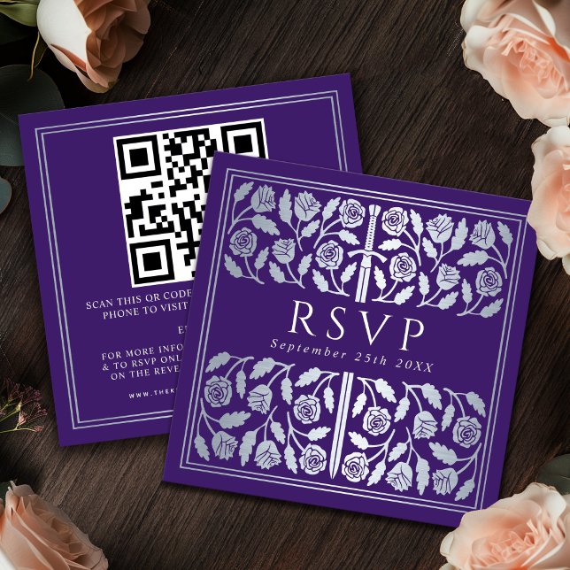 Carte D'accompagnement Code QR de réponse pour un mariage royal avec épée (Créateur téléchargé)