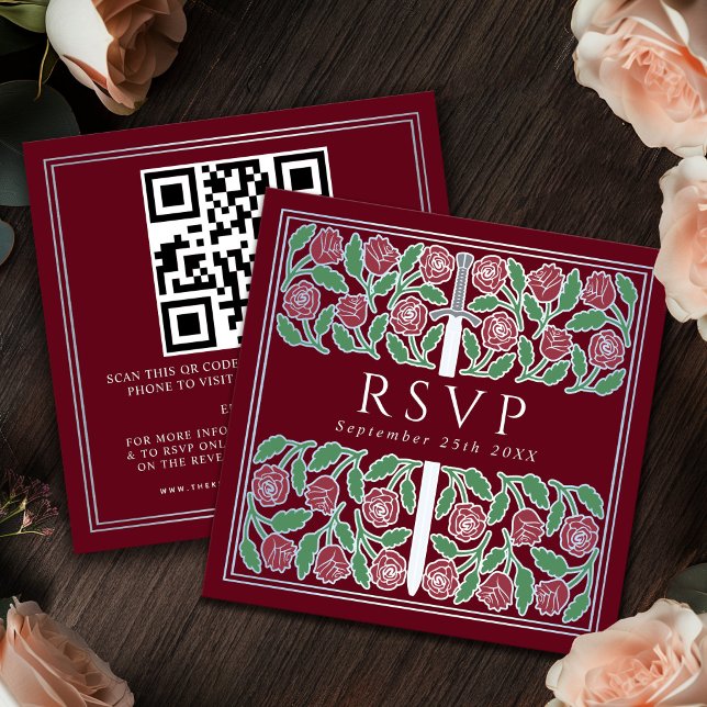 Carte D'accompagnement Code QR de réponse pour un mariage royal avec moti (Créateur téléchargé)