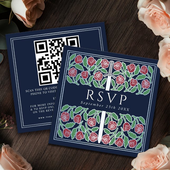 Carte D'accompagnement Code QR de réponse pour un mariage royal avec moti (Créateur téléchargé)