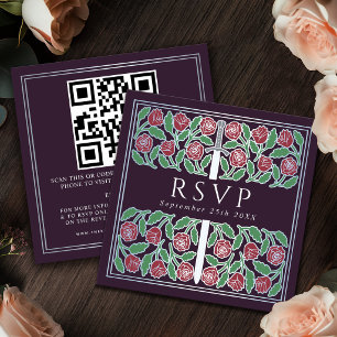 Carte D'accompagnement Code QR de réponse pour un mariage royal avec moti