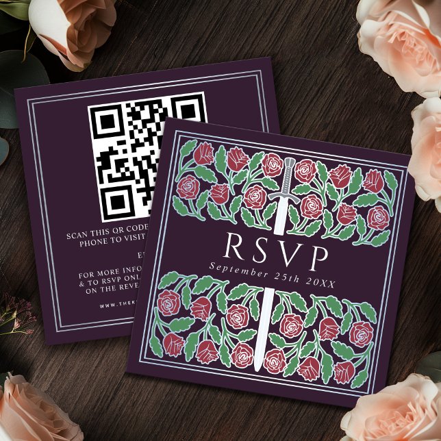 Carte D'accompagnement Code QR de réponse pour un mariage royal avec moti (Créateur téléchargé)