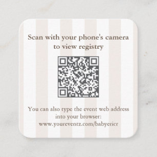 Carte D'accompagnement Code QR de réponse pour une baby shower de mariage