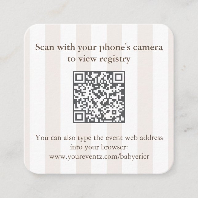 Carte D'accompagnement Code QR de réponse pour une baby shower de mariage (Devant)