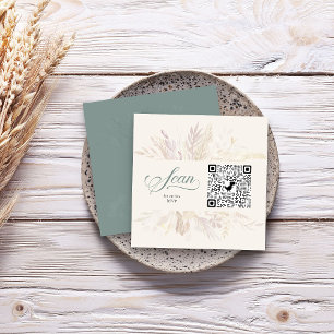 Carte D'accompagnement Code QR de RSVP en ligne de botanique vert sauge