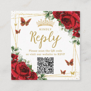 Carte D'accompagnement Code QR de RSVP pour Quinceanera Papillons Floraux