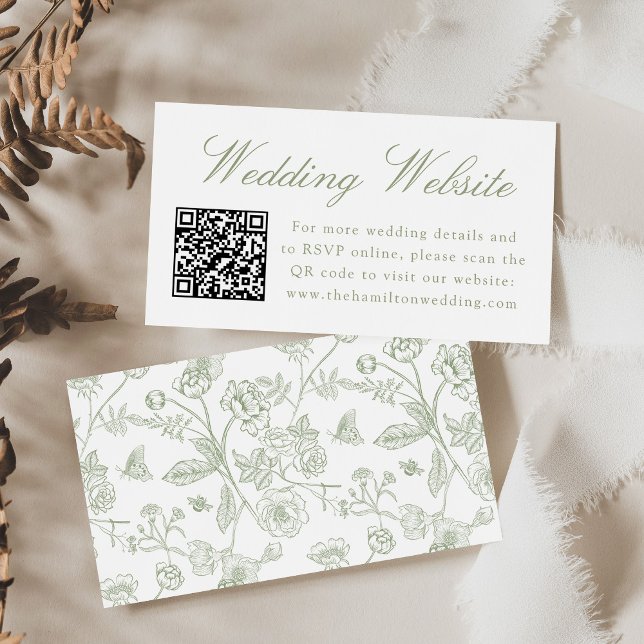Carte D'accompagnement Code QR de site web de mariage élégant à motifs ch (Créateur téléchargé)