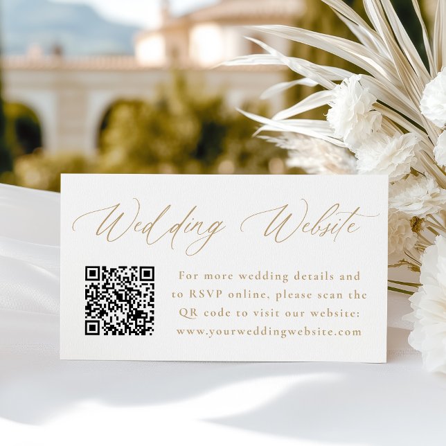 Carte D'accompagnement Code QR de site web de mariage en calligraphie dor (Créateur téléchargé)