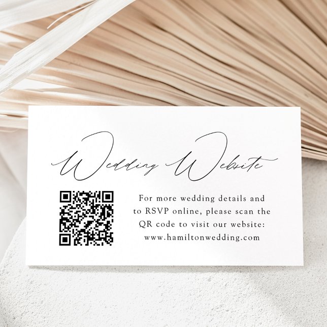 Carte D'accompagnement Code QR de site web de mariage en écriture noire m (Créateur téléchargé)
