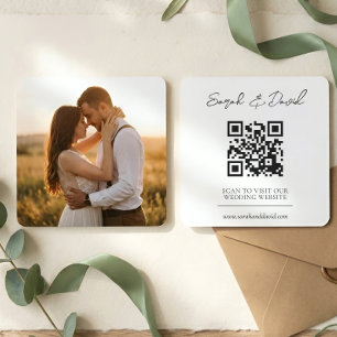 Carte D'accompagnement Code QR de site web de mariage Photo Minimaliste