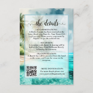 Carte D'accompagnement Code QR des détails de mariage à l'aquarelle de la