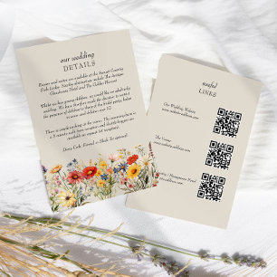 Carte D'accompagnement Code QR des détails de mariage floral de fleurs sa