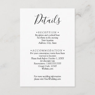 Carte D'accompagnement Code QR des détails de mariage minimaliste noir et