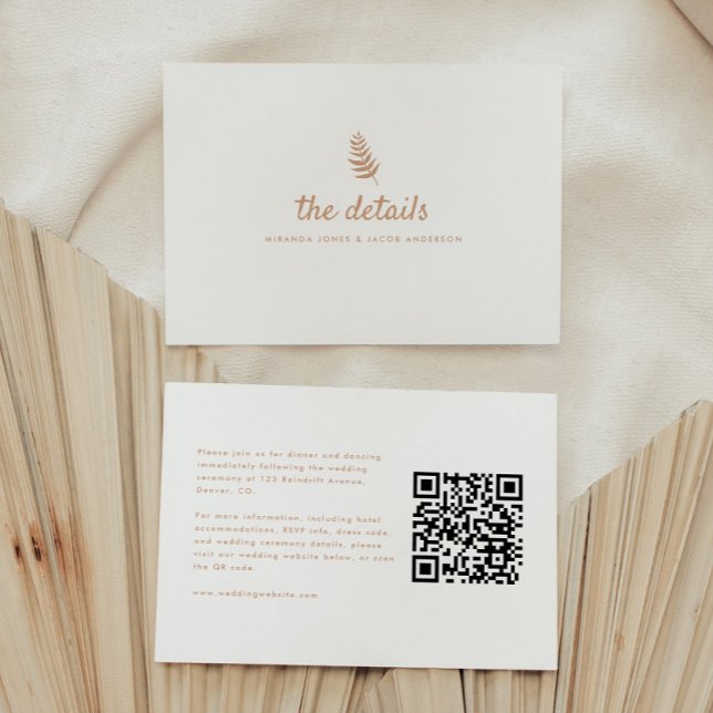 Carte D'accompagnement Code QR des détails de mariage neutre moderne (Créateur téléchargé)