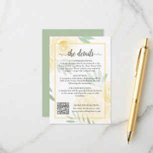 Carte D'accompagnement Code QR des détails de mariage Roses Bohème Chic J