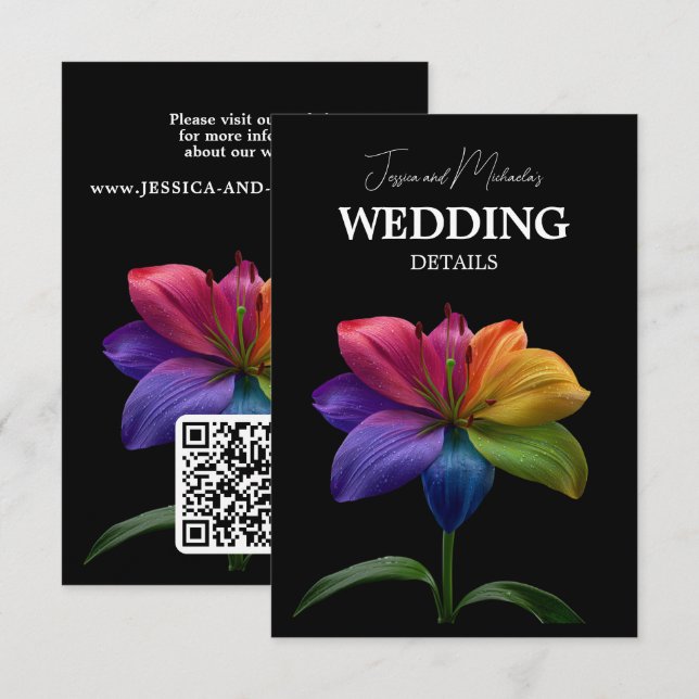 Carte D'accompagnement Code QR des détails du mariage 🌈 (Devant / Derrière)