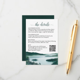 Carte D'accompagnement Code QR des détails du mariage au lac de montagne 