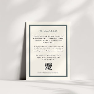 Carte D'accompagnement Code QR des détails du mariage en écriture classiq