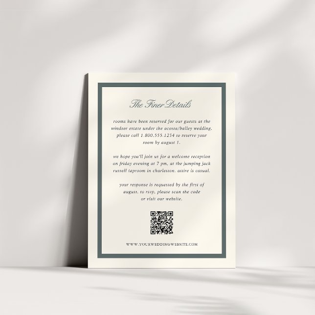 Carte D'accompagnement Code QR des détails du mariage en écriture classiq (Créateur téléchargé)