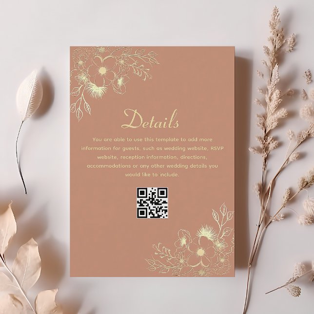 Carte D'accompagnement Code QR des détails du mariage en terre cuite (Créateur téléchargé)