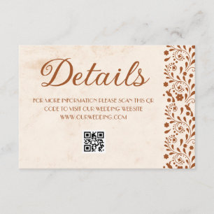Carte D'accompagnement code QR des détails du mariage mexicain beige