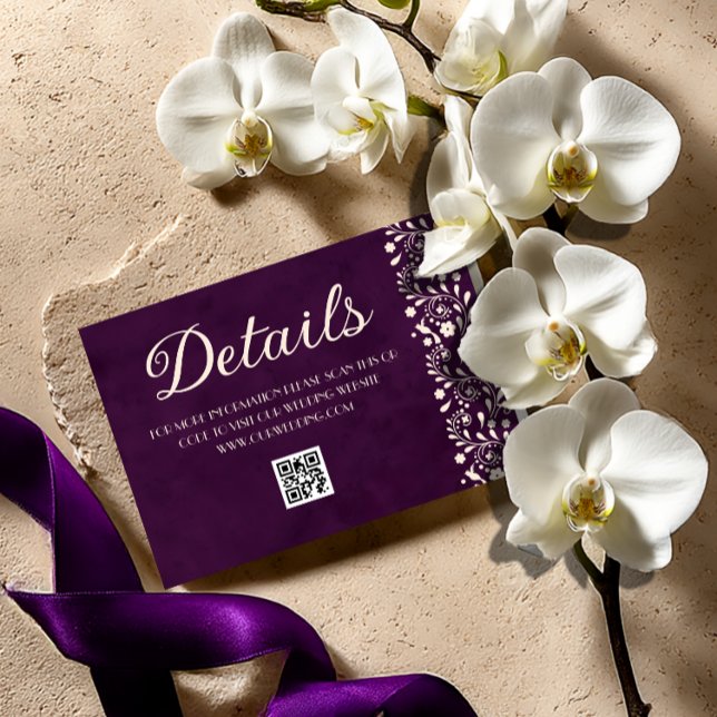 Carte D'accompagnement Code QR des détails du mariage violet mexicain (Créateur téléchargé)