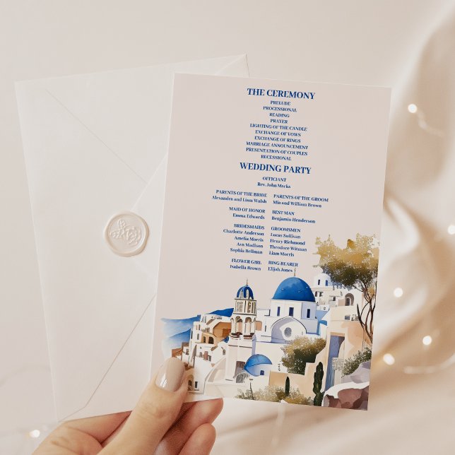 Carte D'accompagnement Code QR Destination Grèce Mariage Santorini (Créateur téléchargé)
