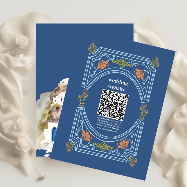 Carte D'accompagnement Code QR Destination Grèce Mariage Santorini (Créateur téléchargé)