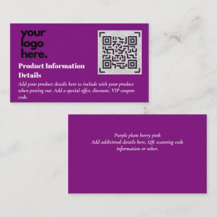 Carte D'accompagnement Code QR Détails de la garantie d'emballage du prod