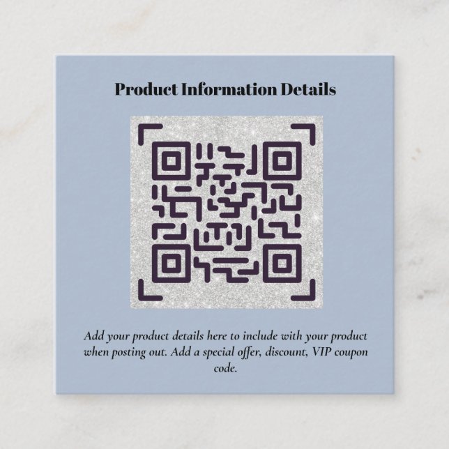 Carte D'accompagnement Code QR Détails de la garantie d'emballage du prod (Devant)