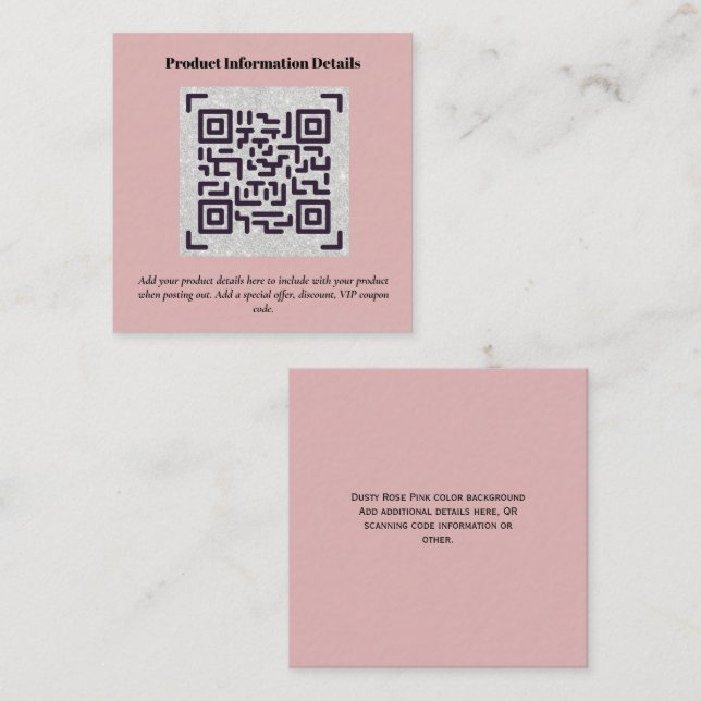 Carte D'accompagnement Code QR Détails de la garantie d'emballage du prod (Devant / Derrière)