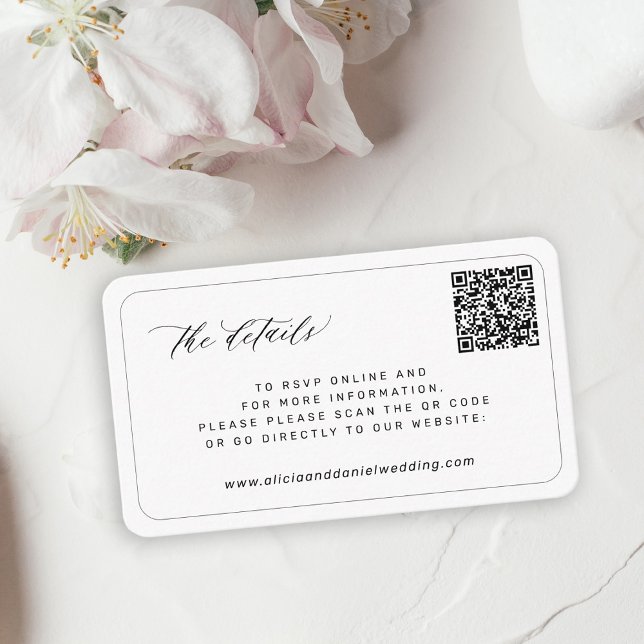 Carte D'accompagnement CODE QR détails de site web de mariage moderne élé (Créateur téléchargé)