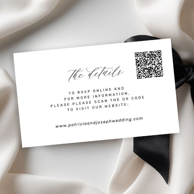 Carte D'accompagnement CODE QR détails de site web de mariage simple élég (Créateur téléchargé)