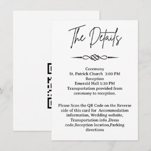 Carte D'accompagnement Code QR Détails du Mariage Flèche Entrelacs Celtiq