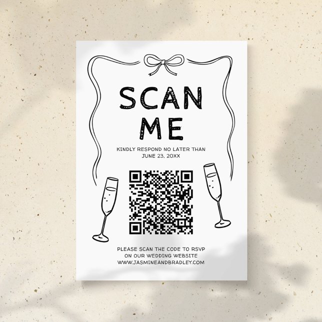 Carte D'accompagnement Code QR Doodle de mariage (Créateur téléchargé)