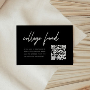 Carte D'accompagnement Code QR du fonds de bourse de fin d'études noir mo