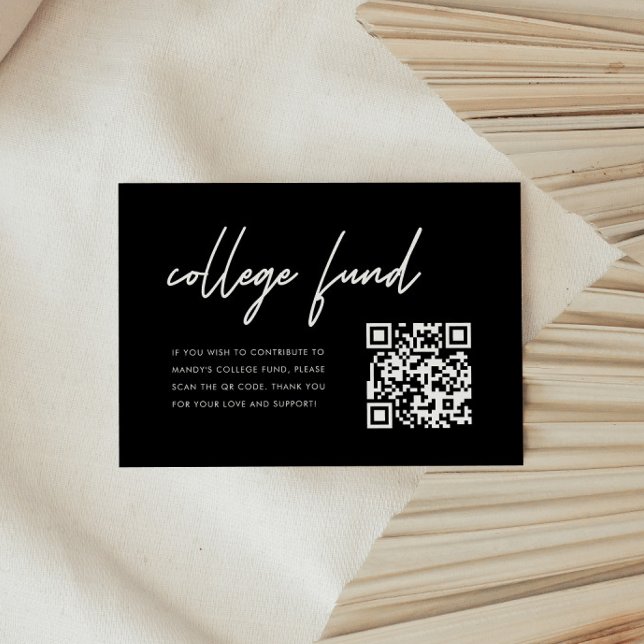 Carte D'accompagnement Code QR du fonds de bourse de fin d'études noir mo (Créateur téléchargé)