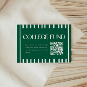 Carte D'accompagnement Code QR du fonds universitaire rayé vert moderne