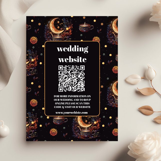 Carte D'accompagnement Code qr du Mariage céleste mystique Black Gold (Créateur téléchargé)